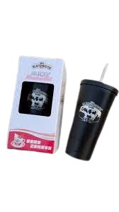 黑白淡奶 黑白冰感鋼杯 (啞黑色)(連吸管清潔刷)
