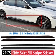 2pcs Side Skirt Sill Stripe Body Stickers Black/Carbon Fiber Black Car Decals for BMW E90 E92 E93 F2
