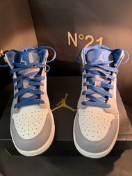 正版 Air Jordan 1 Mid (GS) 藍灰配色