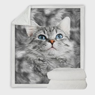 3D พิมพ์แมวสีเทาผ้าห่มพิมพ์ผ้าห่ม Super Soft Sherpa ผ้าห่มสําหรับโซฟาเตียงโซฟาของขวัญวันฮาโลวีนคริสต