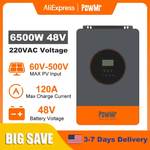 PowMr 6.5KW Hybrid Solar Inverter 48V 220V Off Grid Inverter with MPPT 120A Charger Work without Bat