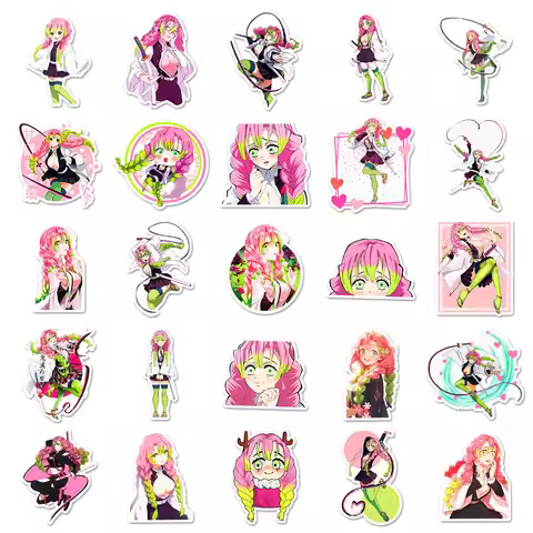 50PCS Demon Slayer Kanroji Mitsuri Anime Stickers Cute Girls Cartoon Sticker Laptop Guitar Phone Not