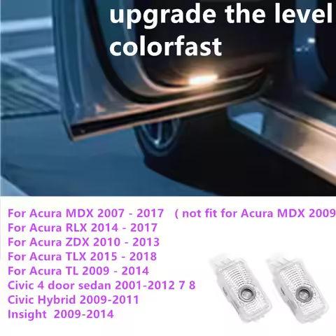 2pcs LED Car Door Ghost Shadow Welcome Lights For Honda Acura MDX ZDX RLX TLX TL Civic 4 door sedan 