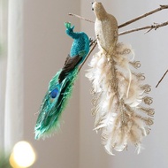 【Christmas

】Eye-Catching Peacock Christmas Tree Bauble: Lifelike Feather Decoration