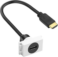 QIANRENON 23 * 36mm HDMI 2.0 Wall Plate Socket Module Short Cable Display Connector 4K@60Hz HDMI Mal