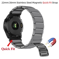 26mm 22mm Stainless Steel Magnetic Strap Metal Watchband Quick Fit Band For Garmin Enduro 3 2 Foreru