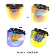 HELMENT VISOR H1  RAM4  [ UNIVERSAL ] * BLUE /RED / GOLD *
