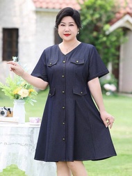 Đầm xòe jean sang trọng trung niên bigsize - G2-525