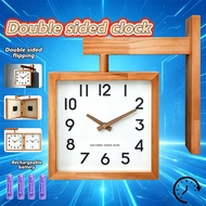 Wall Clock Wooden Clock Perfect Japanese Vintage Solid Wood Double-Sided Wooden Wood Wall Clock Two-