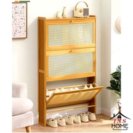 Flip Shoe Rack Wood/Brown W17cm Multi-Layer Shoe Cabinet Entry Door Large Capacity Stoeage Rack