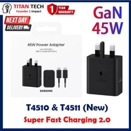 (SG LOWEST) Samsung 45W Super Fast Charging 2.0 T4511 T4510 GaN Charger 5A Cable 1.8m Adapter Galaxy