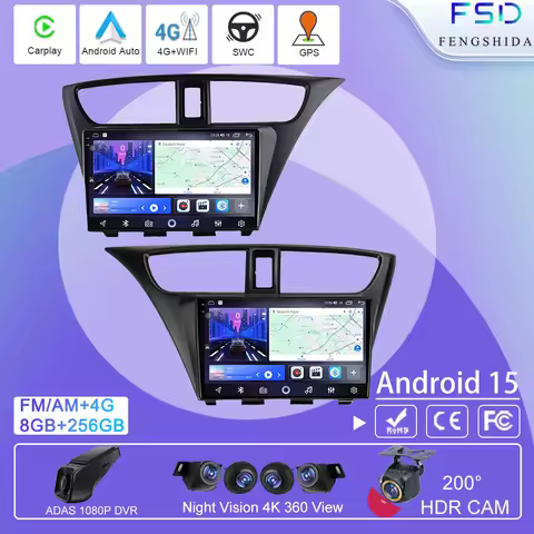 Android Auto High-performance CPU For Honda Civic 9 FK FB 2012 - 2017 Car Radio Stereo Multimedia GP
