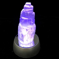 Natural Stone Quartz Selenite Tower Healing Crystal Lamp Raw Rough Mineral Reiki Meditation Gift Set 10cm