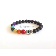 LJpassion Yoga Bracelet Hamsa Seven Chakra, 7 Chakra Bracelet, Hamsa Bracelet