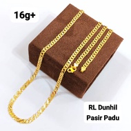 Wing Sing 916 Gold Solid Dunhil Sand SS Chain Necklace / Rantai Leher Pasir Padu Emas 916 实心丁沙项链