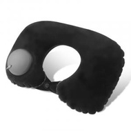 全城熱賣 - [黑色] 便攜式充氣U型植絨枕 按壓自動充氣 旅行護頸枕 飛機枕 戶外旅遊