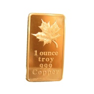 1 oz One Troy Ounce Maple Leaf .999 Fine Copper Bullion Bar Cu Element 1oz