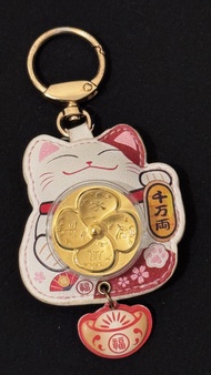 周大福真金招財貓金幣鑰匙扣