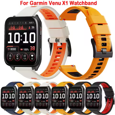 Sport Two-Tone Silicone 24mm Strap for Garmin Venu X1 Band Bracelet Wristband for Garmin Venu X1 Tic