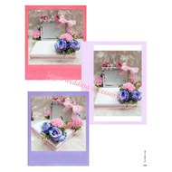 gubahan frame mas kahwin sahaja tanpa bekas rantai tangan(blue pink white)