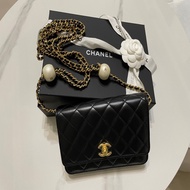 全新 Chanel 雙珍珠調整鏈WOC-2024春夏季節性限量款，羊皮金釦