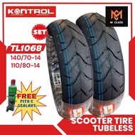 SET R14 TL1068 KONTROL SCOOTER TUBELESS TIRE FOR AEROX 155, PCX150, SUPER 8 - 140/70-14 & 110/80-14