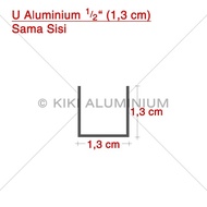 Terbaru Kanal U Aluminium 1/2" (1.3 Cm) - Tebal 1 Mm - P. 6 Meter