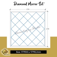 Set 5.83x5.83ft Diamond Mirror Bevel Mirror Wainscoting Deco Wall Mirror Cermin Bevel Dinding Wall M