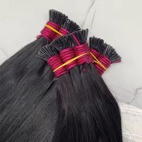 Straight I Tip Hair Extensions Natural Real Human Fusion Hair Extensions 50pcs/ Set Keratin Capsule 
