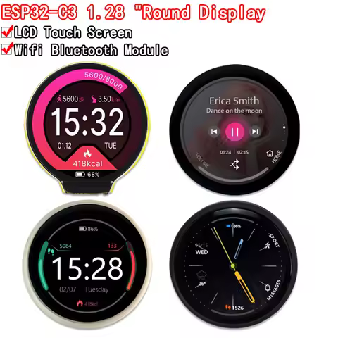 ESP32-C3 1.28 Inch Round Display GC9A01 IPS LCD Screen ESP32 WIFI Bluetooth Development Board Dual C