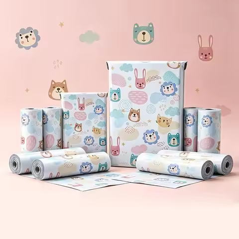 50Pcs/lot Parcel Shipping Packaging Bag Cartoon Animal Print Courier Envelopes Waterproof Mailing Ba