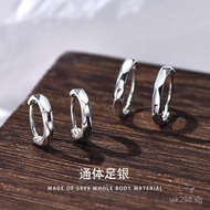 S999Rhombus Ear Bone Clip Simple Pure Silver Cut Surface Minimalist Style Earrings Pure Silver Jewel