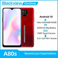 Blackview A80s Android 10 Smartphone 4GB RAM+64GB ROM Octa Core 13MP Rear Camera 4200mAh Face Finger
