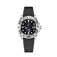 Sarwoo Mens Automatic Mechanical Watch Luxury Blue Needle Grey Face Silicone สายคล้อง Yacht Imported