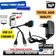 USB Sata 2.0 Cable 2 Branches + 12V 2A Adapter (PC HDD/ 3.5 Inch Support 4TB)