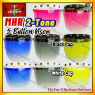 MHR Original 2 Tone 5 Button Visor For Helmet 3 Button MHR MS88 SGV MAGNUM 3 Butang Cermin Topi Kele