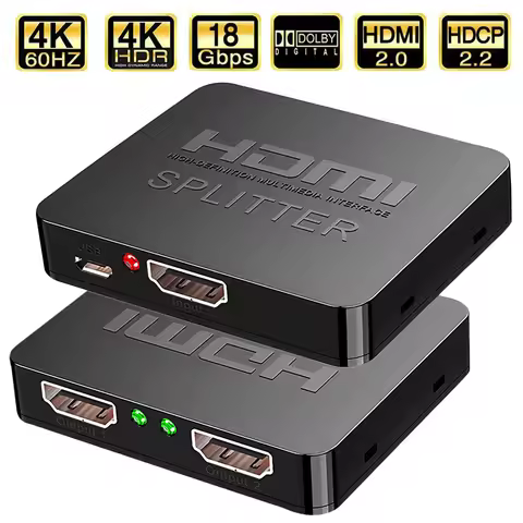 2023 Best 4K HDMI Splitter 1x2 HDMI 2.0 Splitter 1 in 2 out HDMI Amplifier Switch HDR HDMI2.0 Splitt