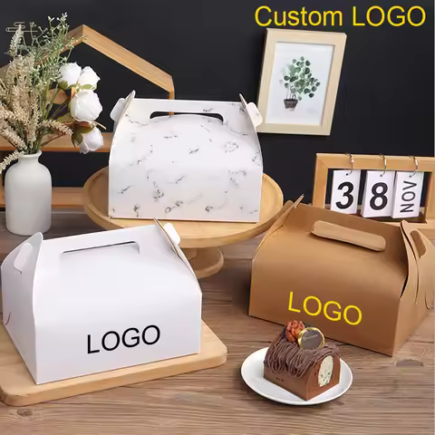 10/20pcs Foldable Cake Sandwich Baking Packaging Boxes For Wedding Birthday Party Hand-held Custom L