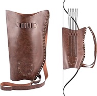 NUMJAW Archery Bow and Arrow Quiver Carrier with Arrow Slots, Leather Quiver Arrow Holder with Back