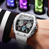 นาฬิกาทหารหรูหรา LIGE สำหรับผู้ชายแฟชั่นนาฬิกาโครโนกราฟ สปอร์ตปลุกนาฬิกาข้อมือควอตซ์กันน้ำนาฬิกาขนาดใหญ่ดิจิตอล