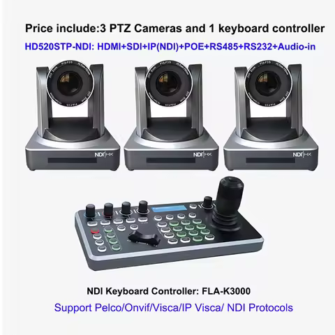 NDI POE 20x SDI HD MI LAN PTZ Broadcast Camera HD1080P Video Conference Keyboard Controller For Chur