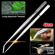 GRINDIX 1Pcs Water Grass Clip, Stainless Steel Long Tong Aquarium Tweezer,  48cm Fish Tank Cleaning 