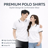 THOITRANG24H Crocodile Polo Shirt White with 2 Black Stripes Stretch Fabric Down Form as Uniforms fo