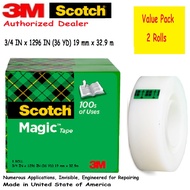 3M Scotch Magic Tape 2 Rolls Value Pack 19mm x 32.9mm Numerous Applications, Invisible, Engineered f