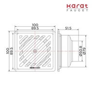Faucet Karat Square Odor-Proof Grate With PVC Pipe Size 2-3.5 4-Inch Flange (304 Stainless Steel) Mo