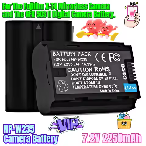 7.2V 2250mAh NP-W235 Camera Battery for Fujifilm X-T4 Mirrorless Camera and GFX 50S II Digital Camer