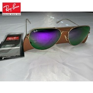 [NuoLi] original RayBan aviator Rb3025 58Mm 112/68F gold frame purple mirror lens sunglasses