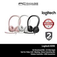 Logitech H390 Wired Headset for PC/Laptop, Stereo Headphones w Noise Cancelling Microphone, USB-A, W