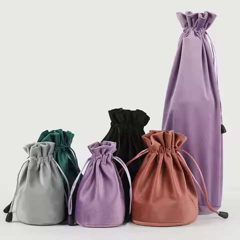 Jewelry Flannel Drawstring Bags Round Bottom Wedding Party Christmas Gift Pouch Package Display 6x12