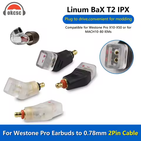 OKCSC Linum BaX T2 IPX Earphone Converter 0.78mm 2pin Cable Connector For Westone Pro X10-X50 MACH10